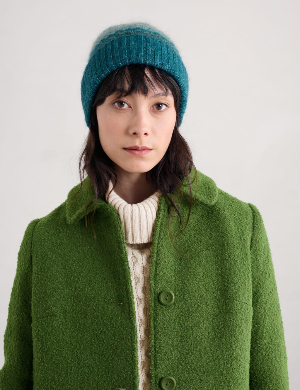 Mohair Blend Knitted Striped Beanie 1 of 3