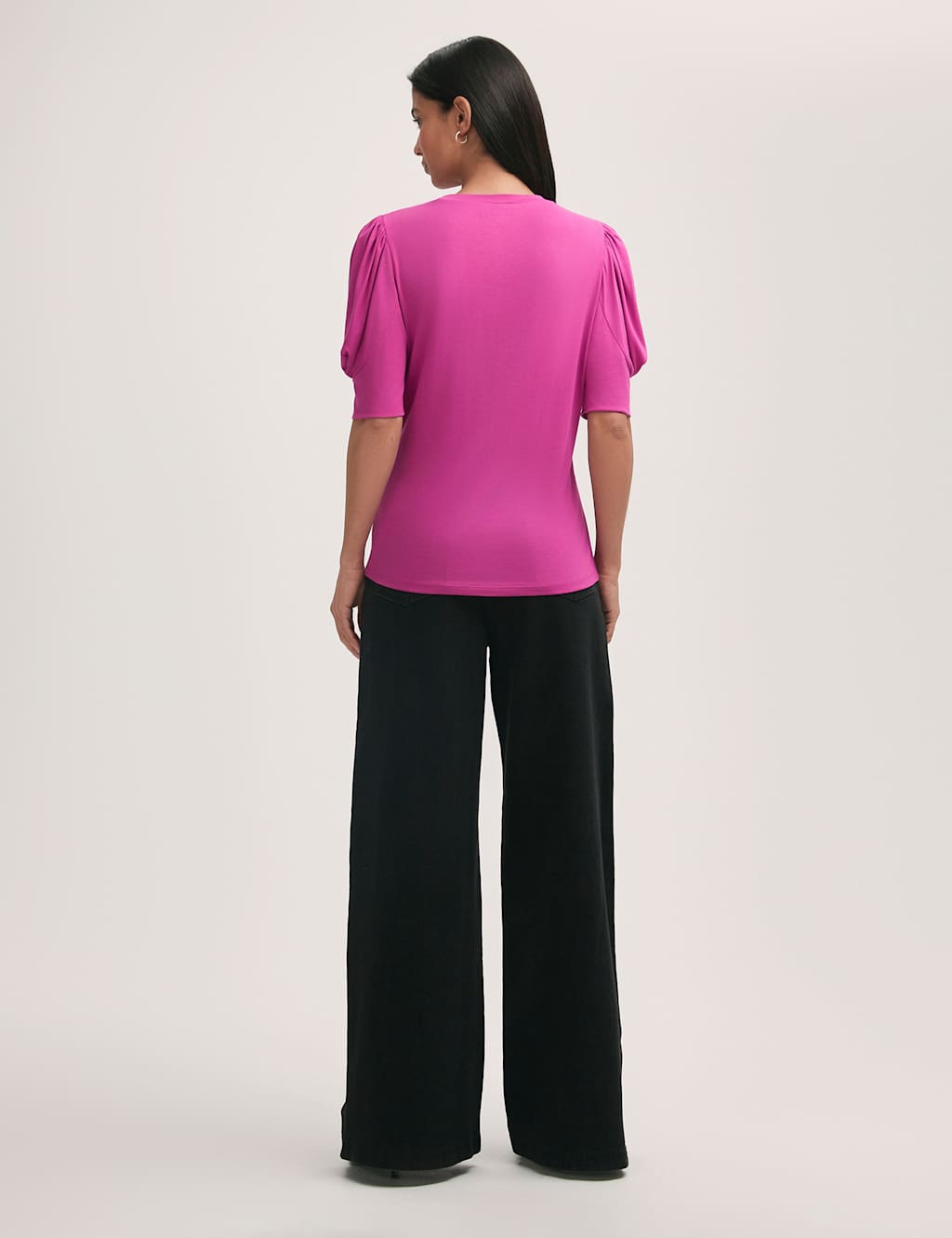 Jersey Draped Gathered Puff Sleeve Top 2 of 4