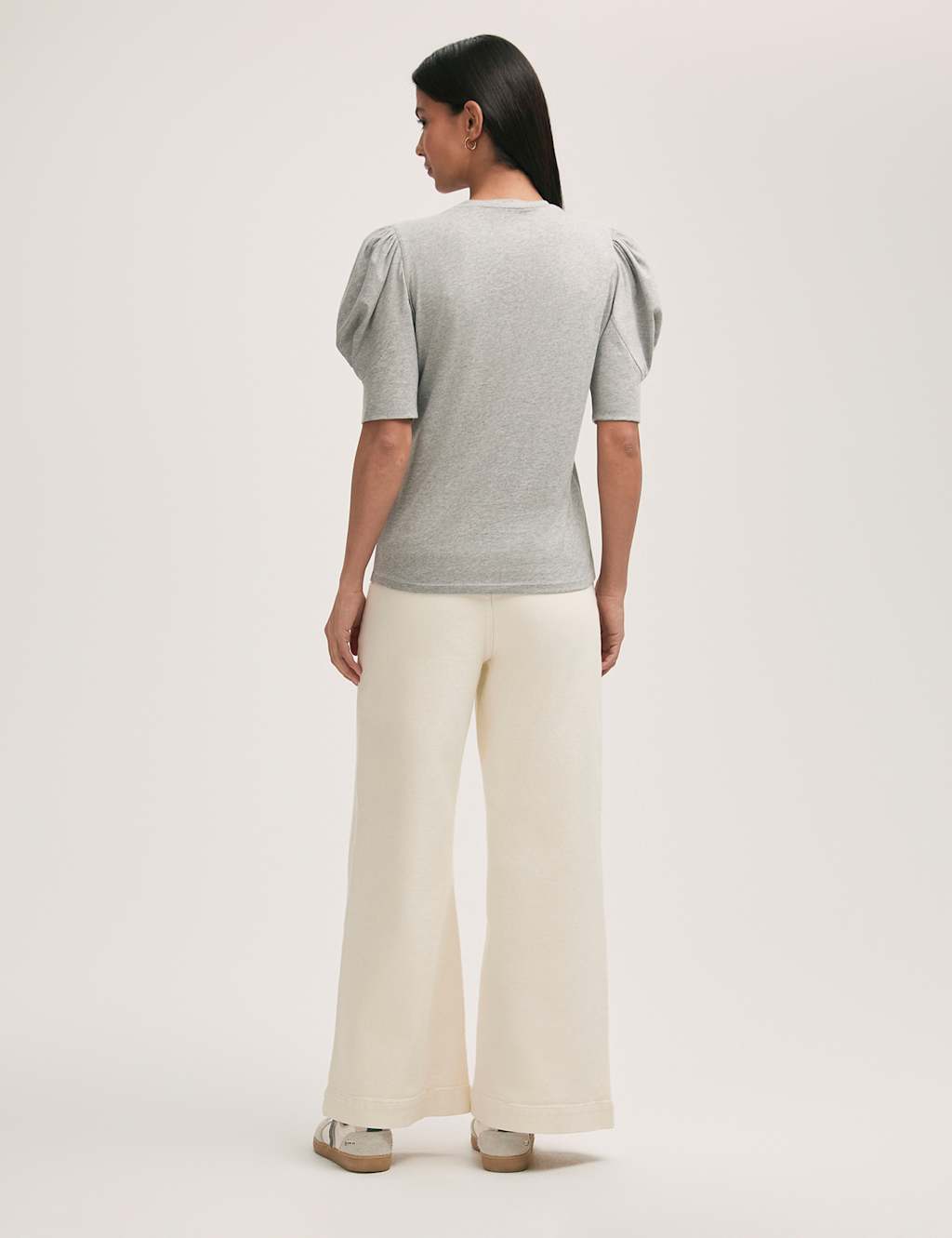 Pure Cotton Jersey Draped Puff Sleeve Top 2 of 3