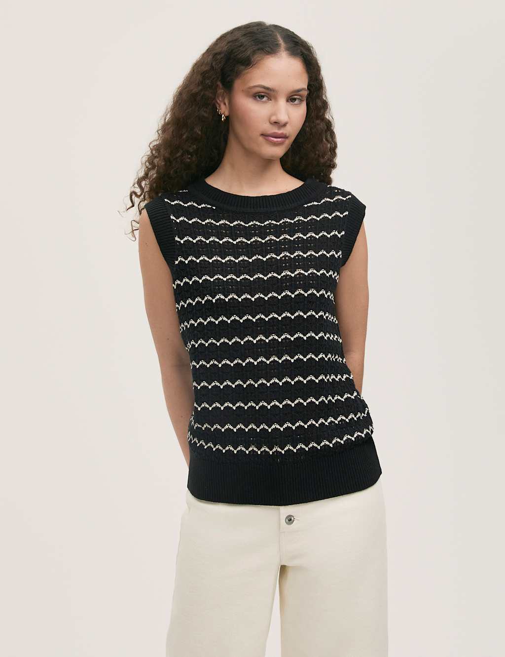 Cotton Rich Striped Knitted Vest 3 of 4