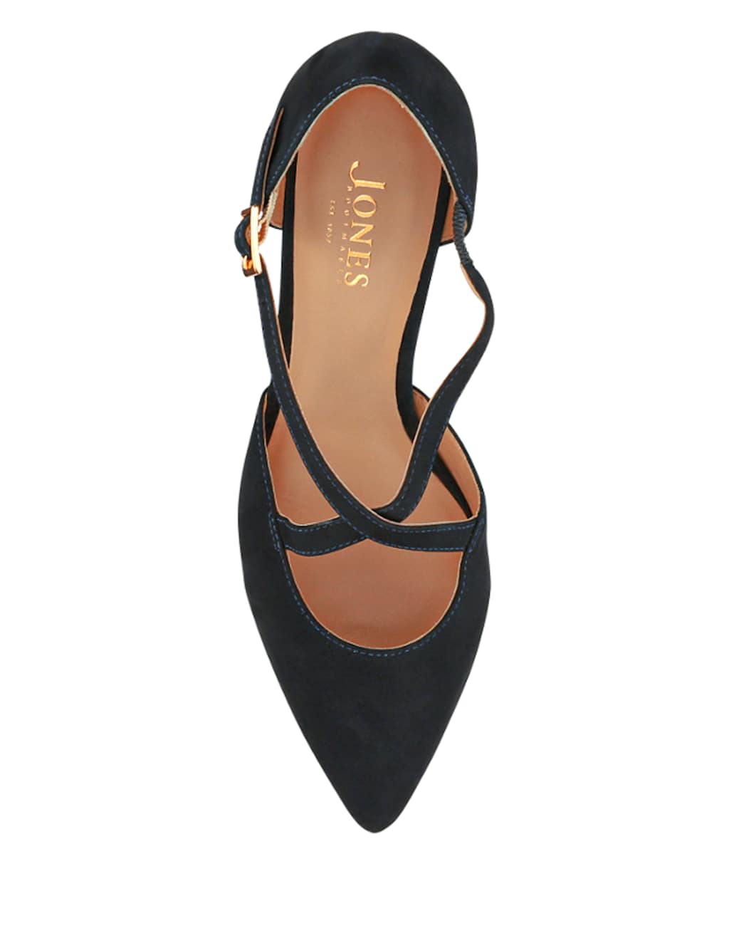 Leather Metallic Strappy Kitten Heel Pointed Court Shoes 4 of 7