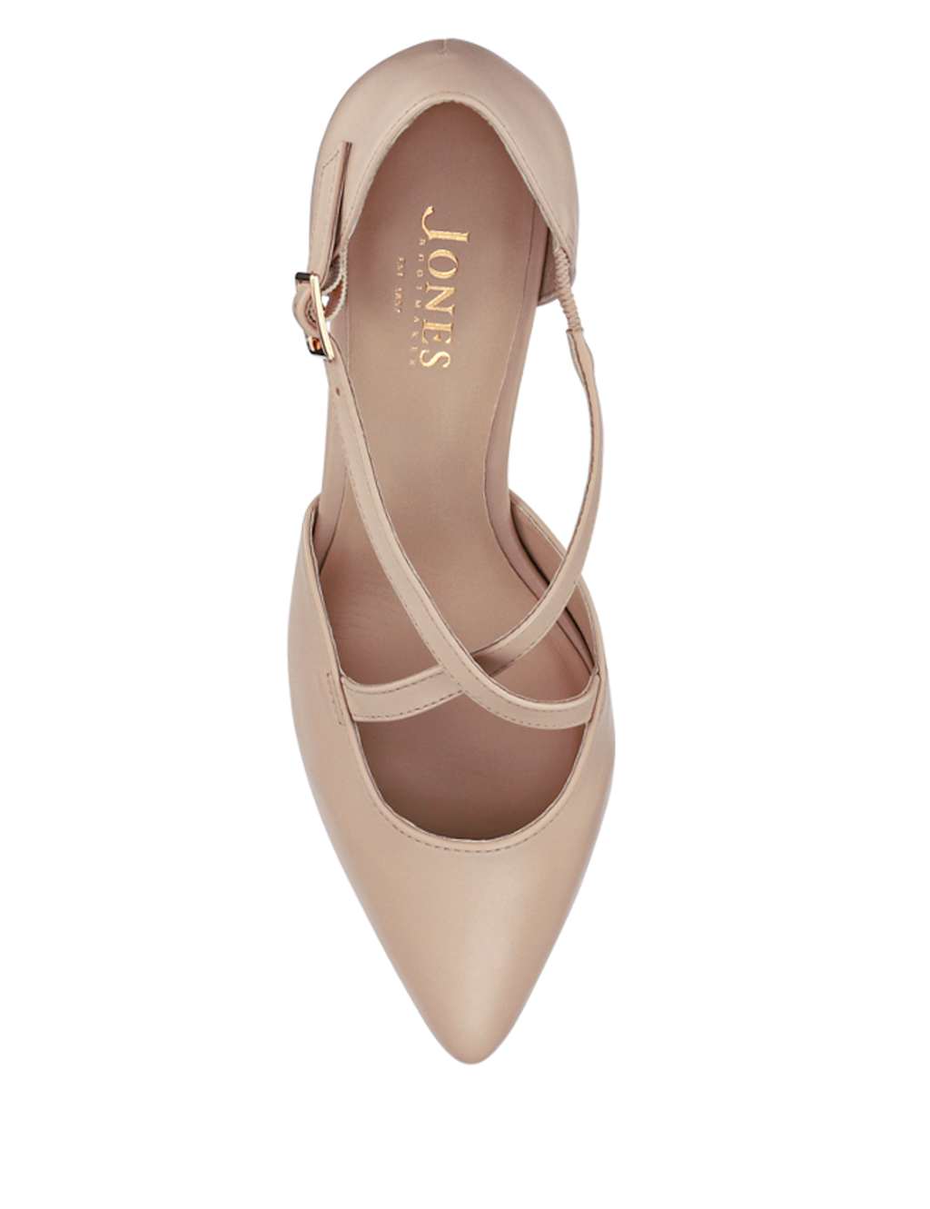 Leather Metallic Strappy Kitten Heel Pointed Court Shoes 4 of 7