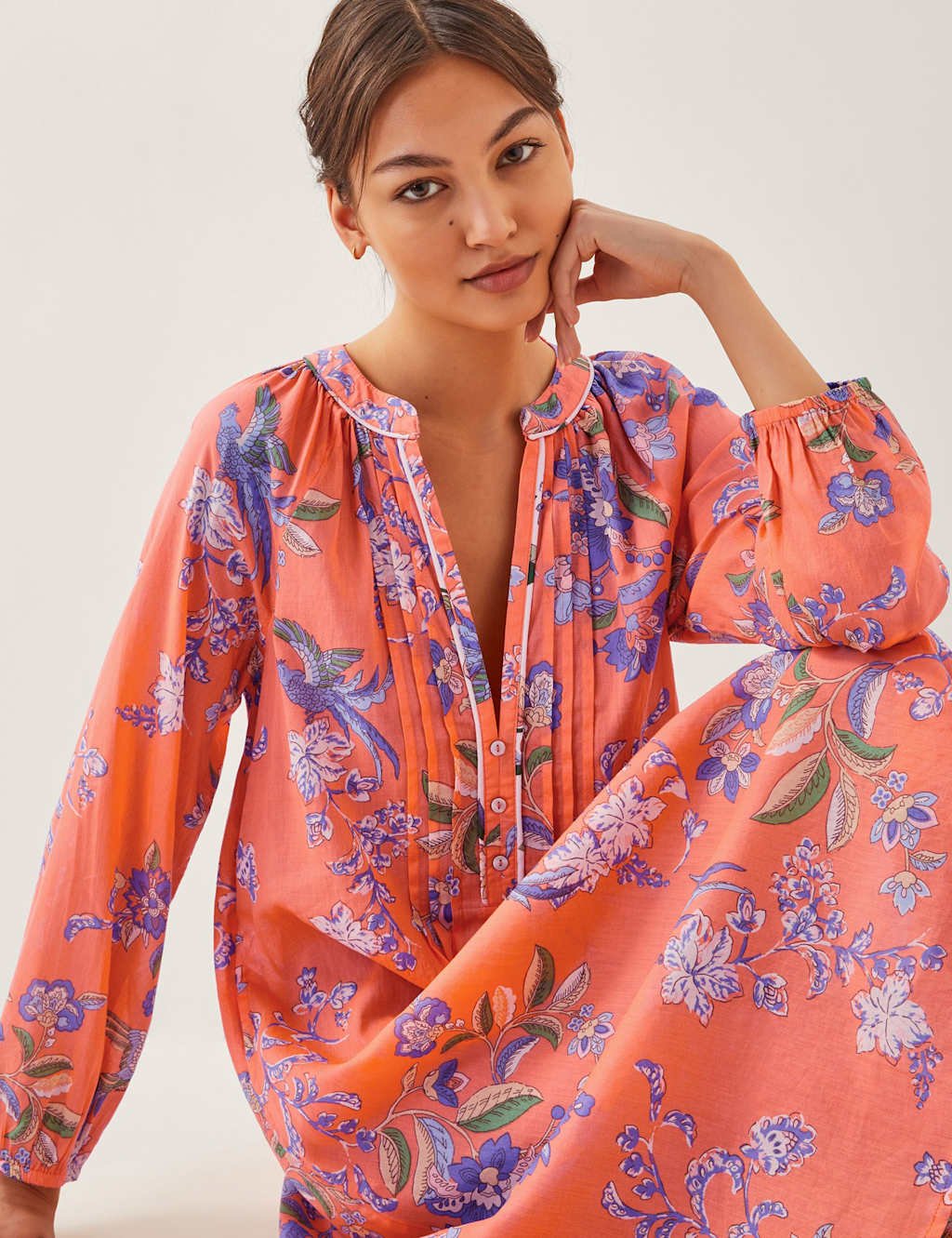 Pure Cotton Floral Midi Tea Dress 2 of 4