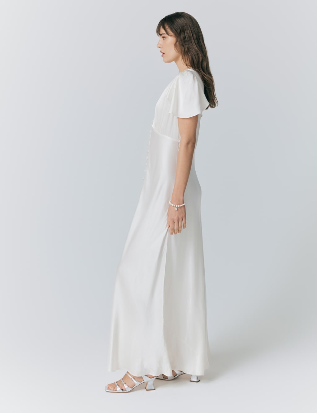 Satin Button Front Maxi Waisted Dress 3 of 5