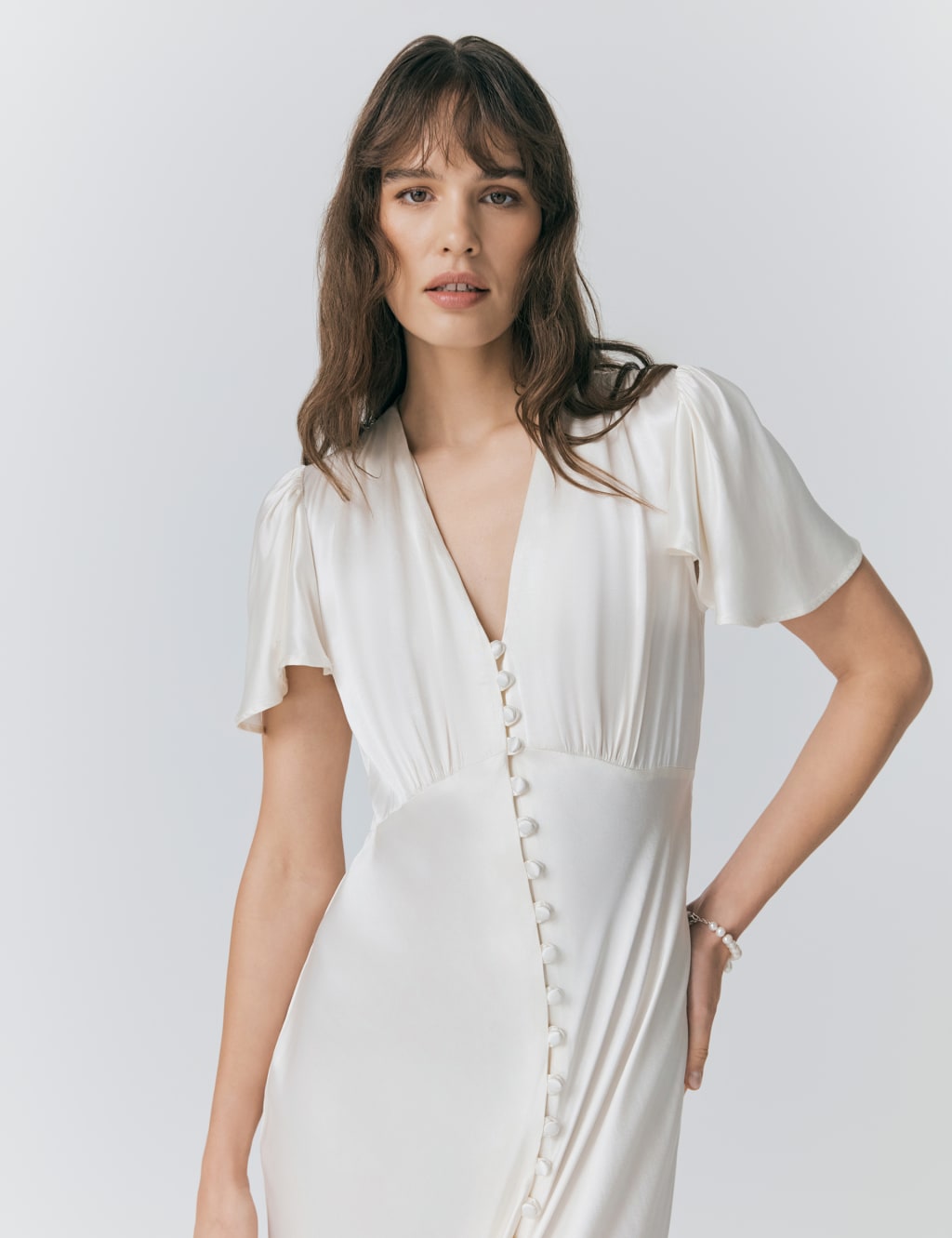 Satin Button Front Maxi Waisted Dress 4 of 5