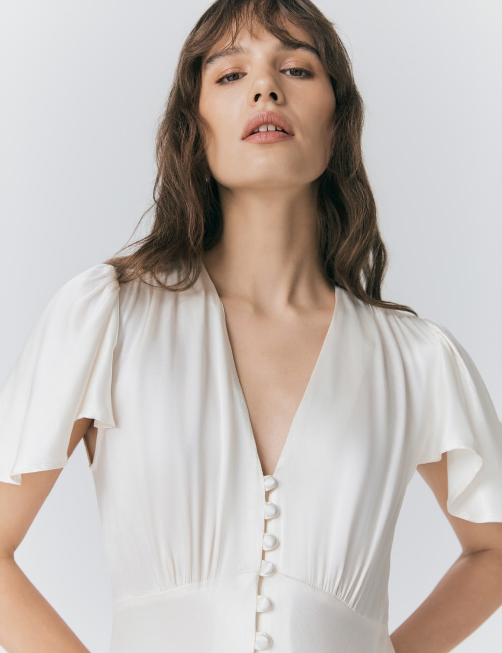 Satin Button Front Maxi Waisted Dress 5 of 5