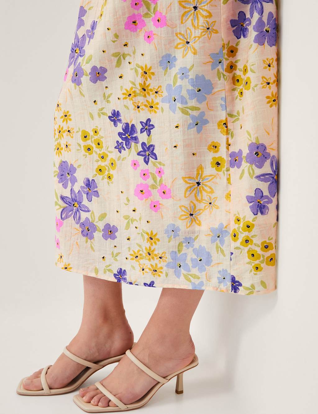 Floral V-Neck Midi Waisted Dress 4 of 5