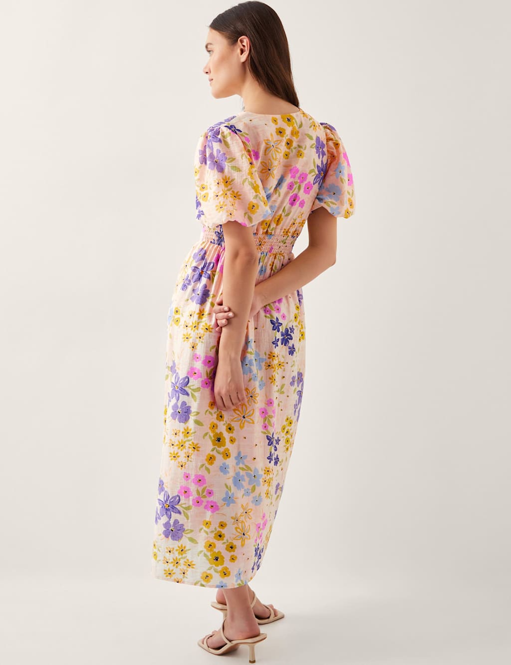 Floral V-Neck Midi Waisted Dress 5 of 5