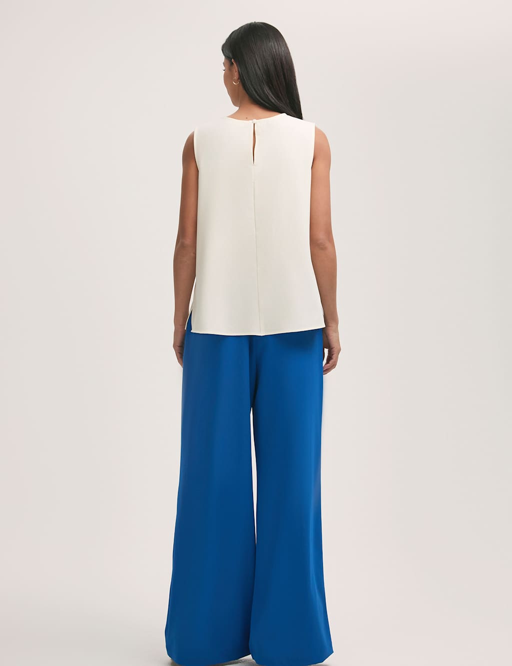 Crepe Round Neck Shell Top 2 of 4