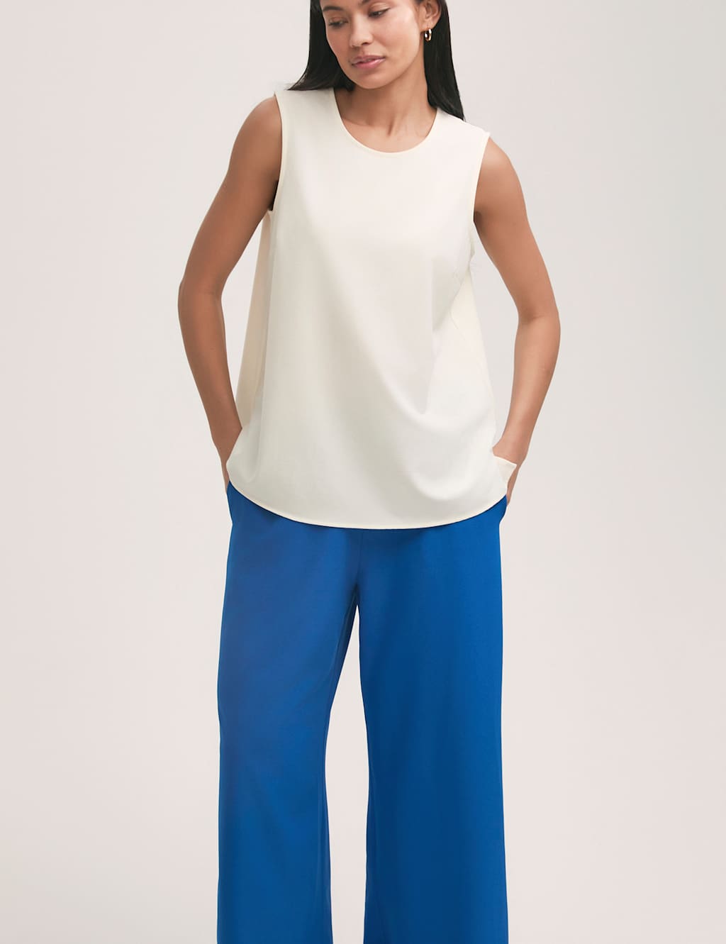 Crepe Round Neck Shell Top 3 of 4
