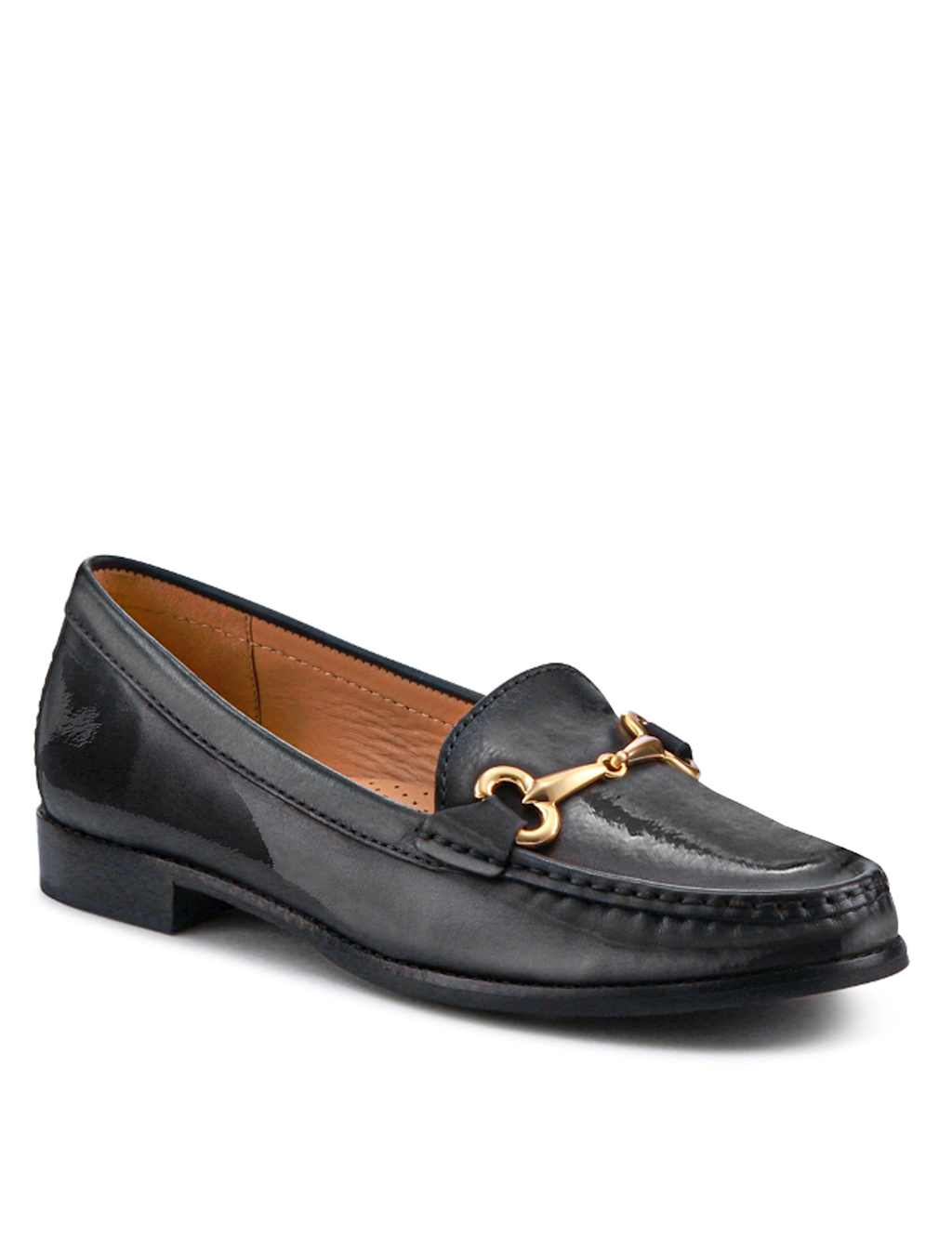 Wide Fit Leather Patent Flat Loafers 2 of 5