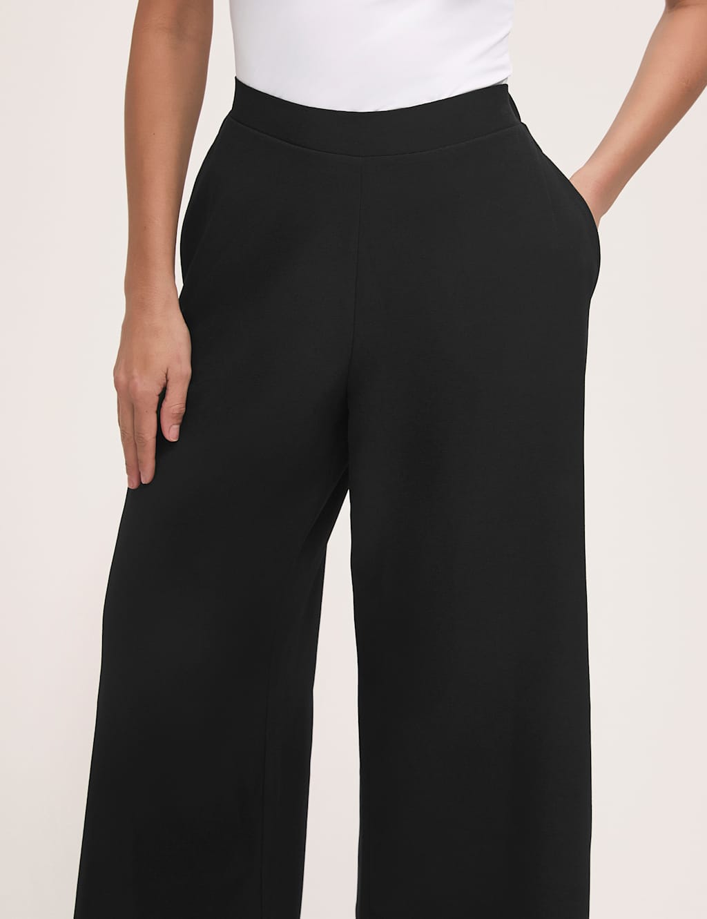 Elasticated Waist Wide Leg Cropped Trousers 3 of 3