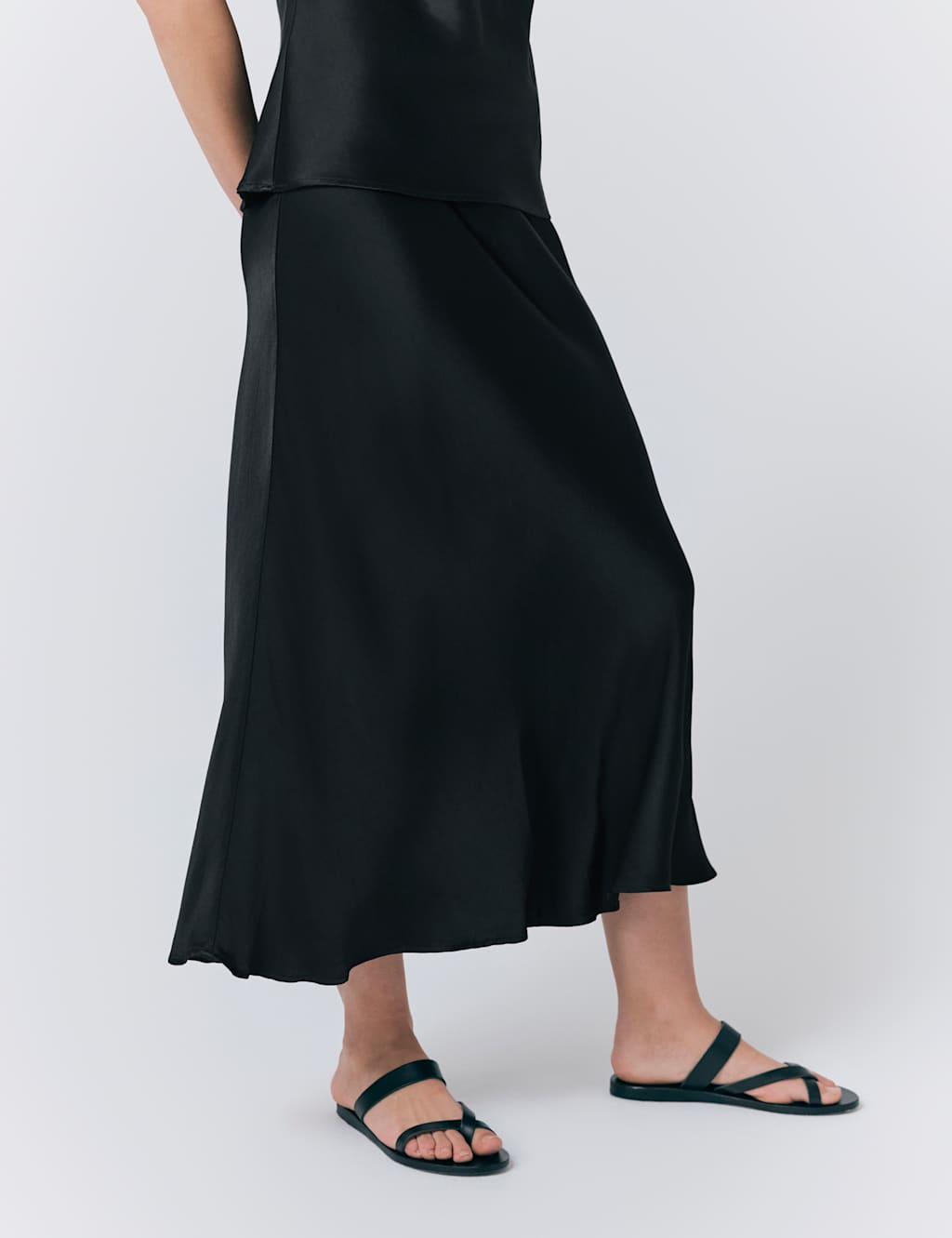 Satin Midi Slip Skirt 2 of 5