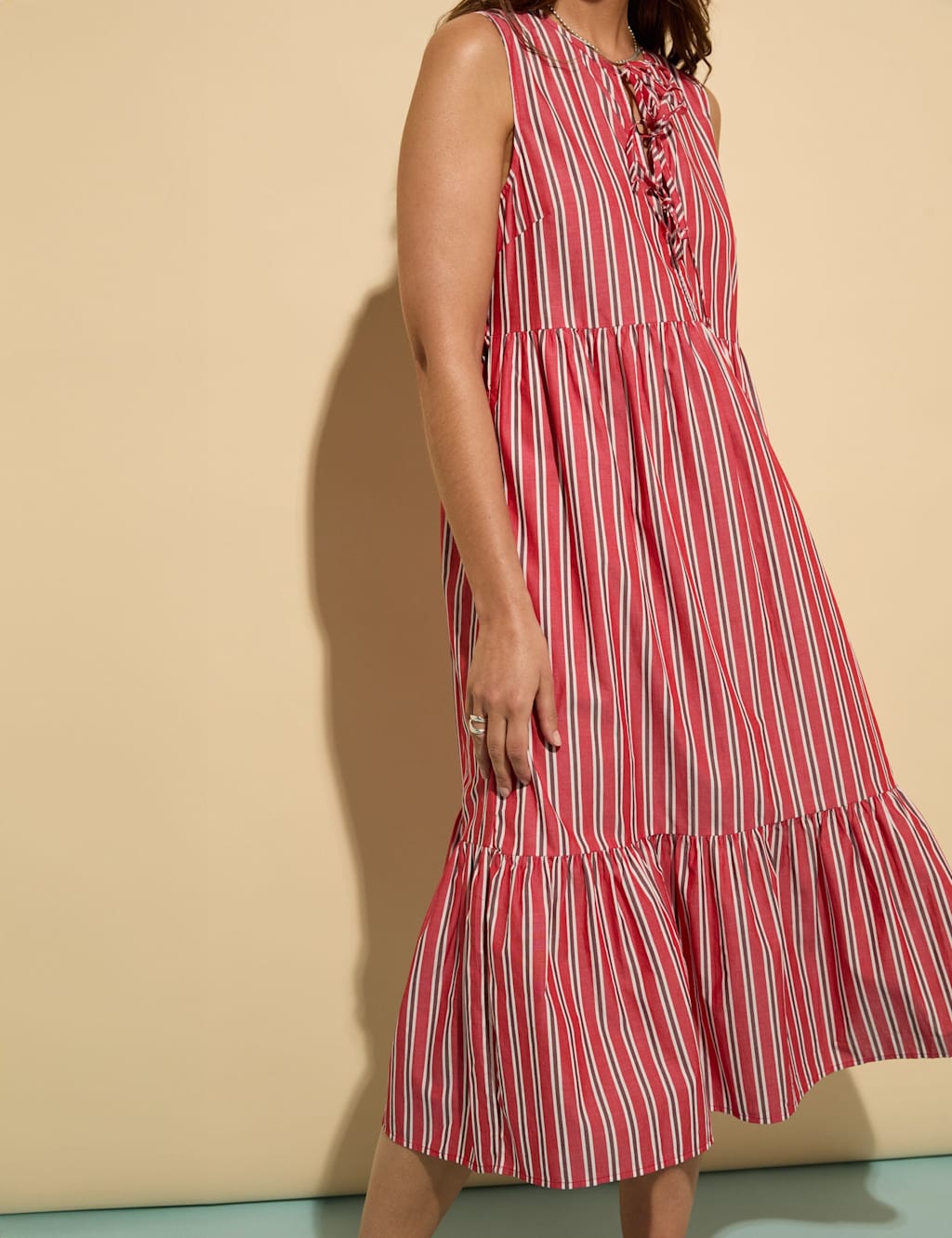 Pure Cotton Striped Midi Tiered Dress 4 of 5