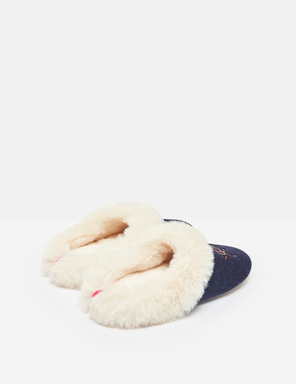Felt Faux Fur Embroidered Mule Slippers 3 of 7