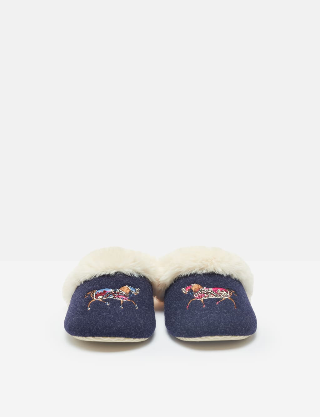 Felt Faux Fur Embroidered Mule Slippers 4 of 7