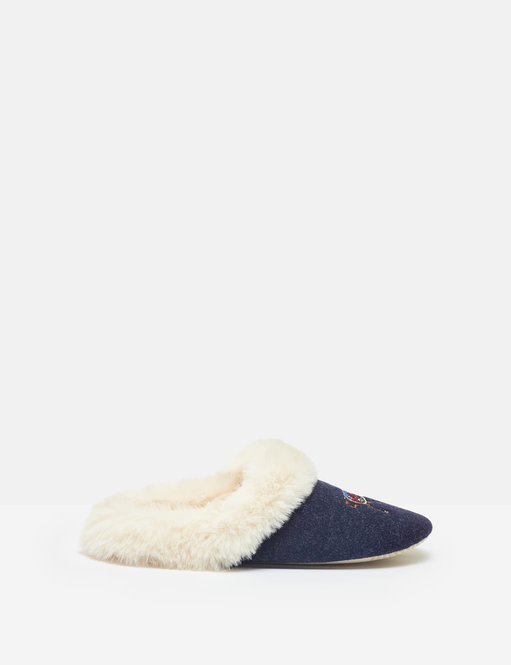 Felt Faux Fur Embroidered Mule Slippers 6 of 7