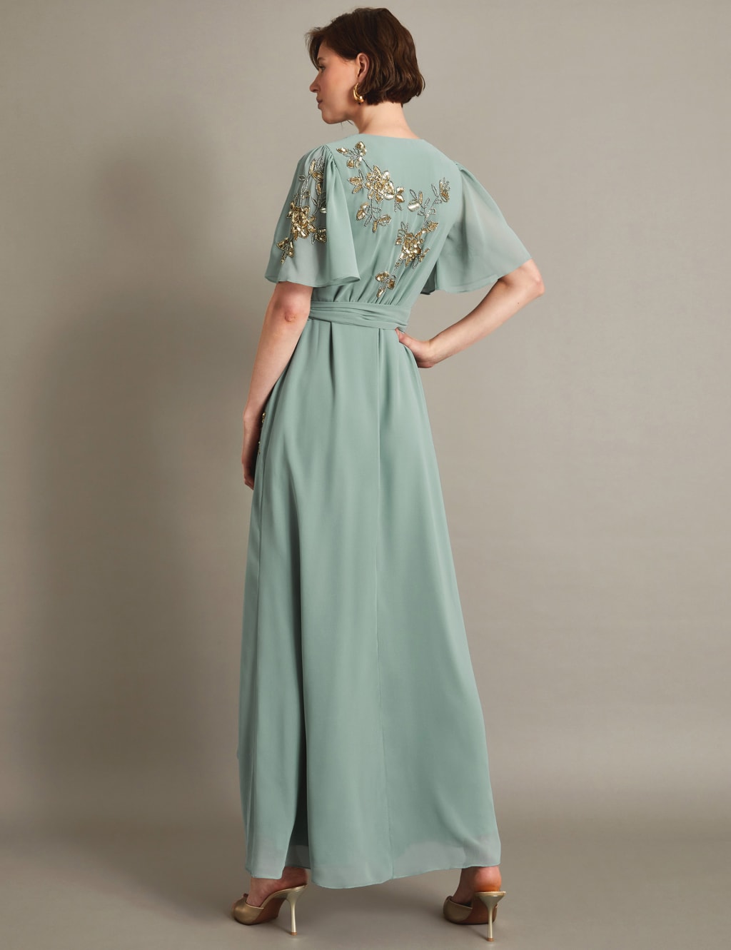 Embroidered V-Neck Maxi Wrap Dress 5 of 5