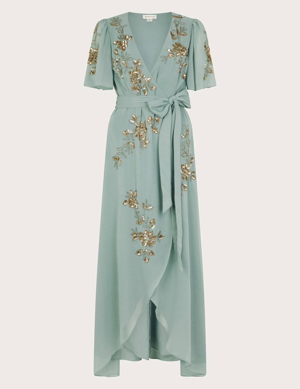 Embroidered V-Neck Maxi Wrap Dress 2 of 5
