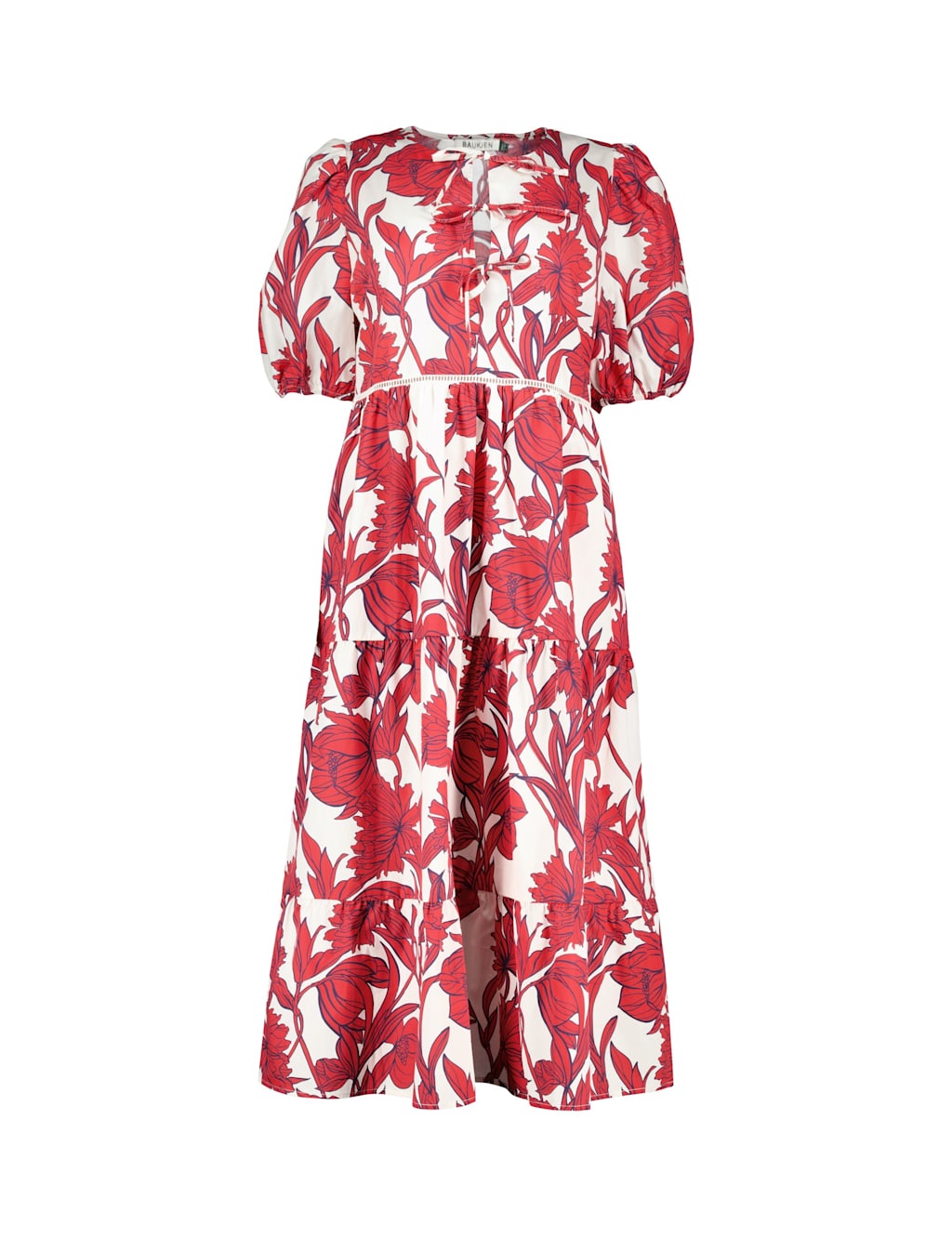 Pure Cotton Floral Tie Detail Midi Dress 2 of 6