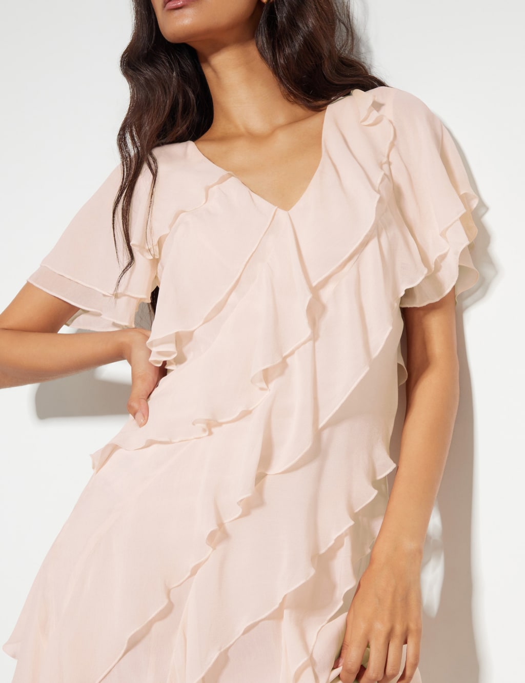 V-Neck Ruffle Maxi Skater Dress 4 of 5