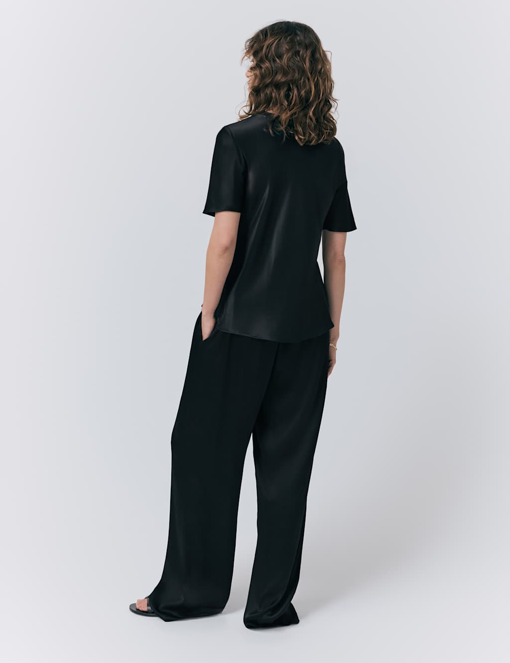 Satin Round Neck T-Shirt Top 3 of 4