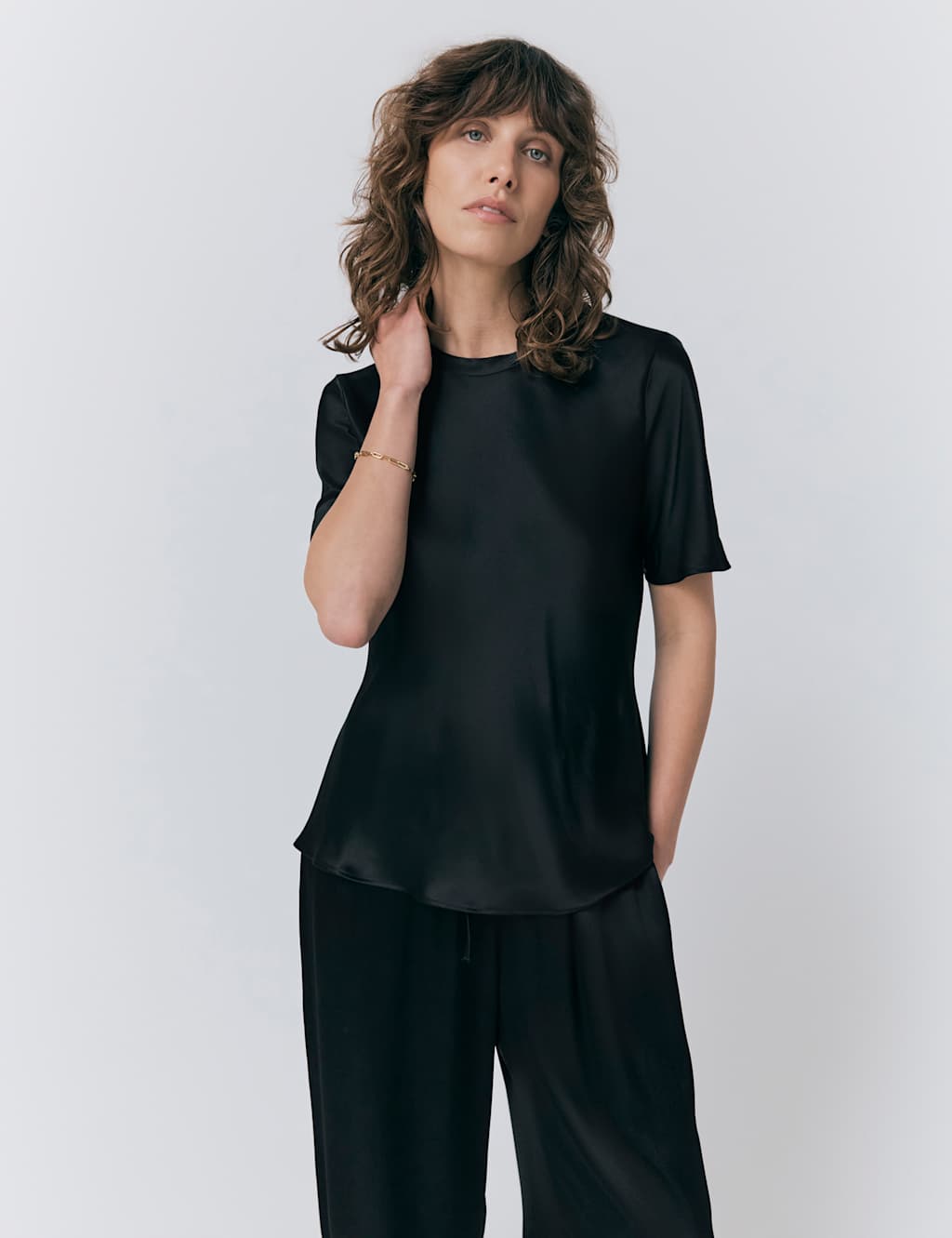 Satin Round Neck T-Shirt Top 4 of 4