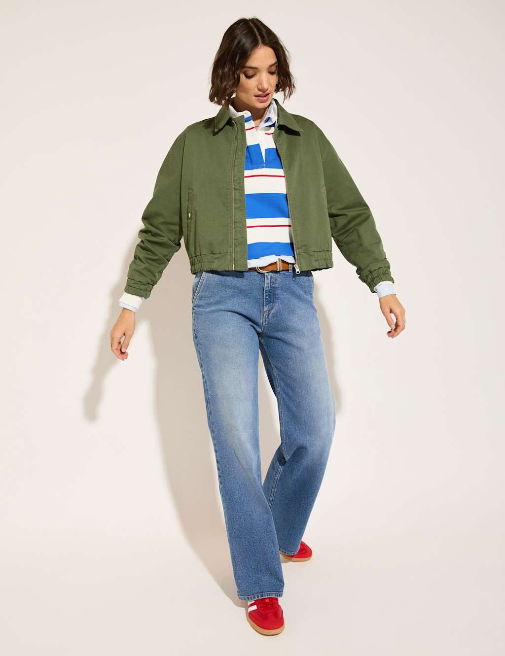 Cotton Rich Colour Block Crop Rugby Top 3 of 4