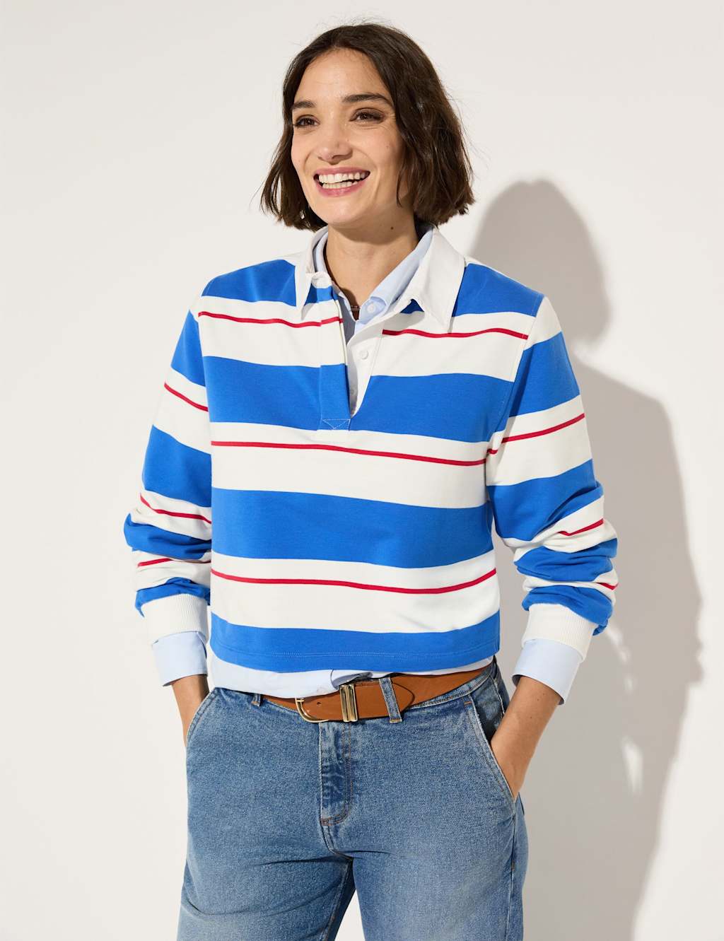 Cotton Rich Colour Block Crop Rugby Top 4 of 4