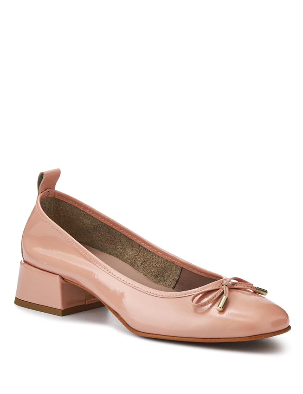 Leather Block Heel Ballet Pumps 3 of 5