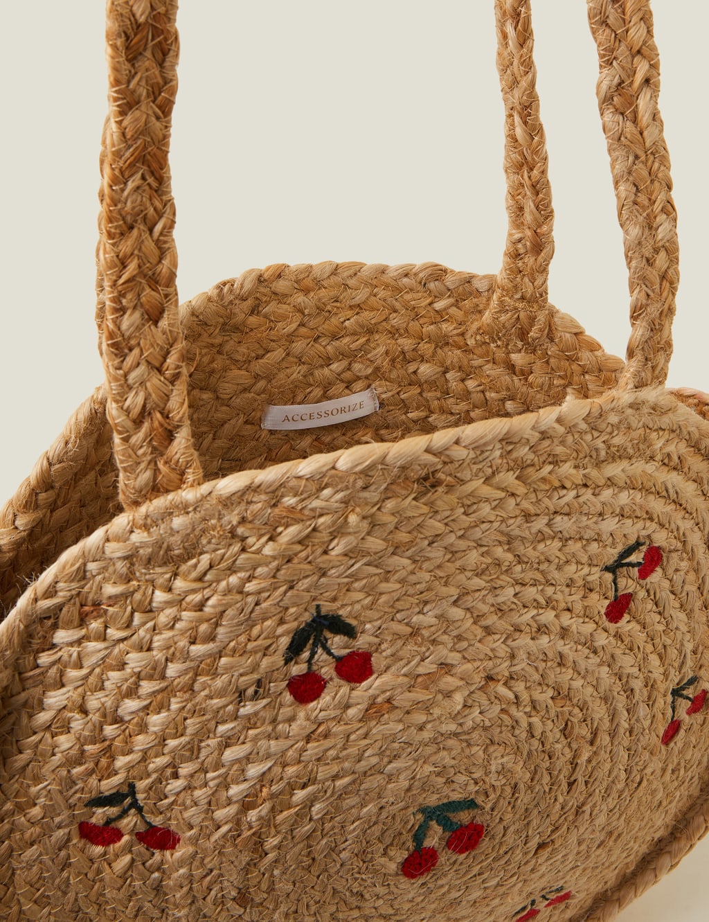 Jute Embroidery Cherry Circle Shoulder Bag 2 of 4