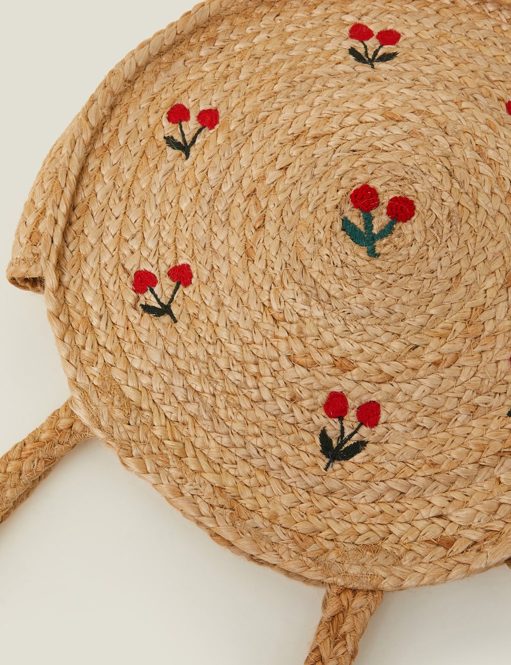 Jute Embroidery Cherry Circle Shoulder Bag 4 of 4