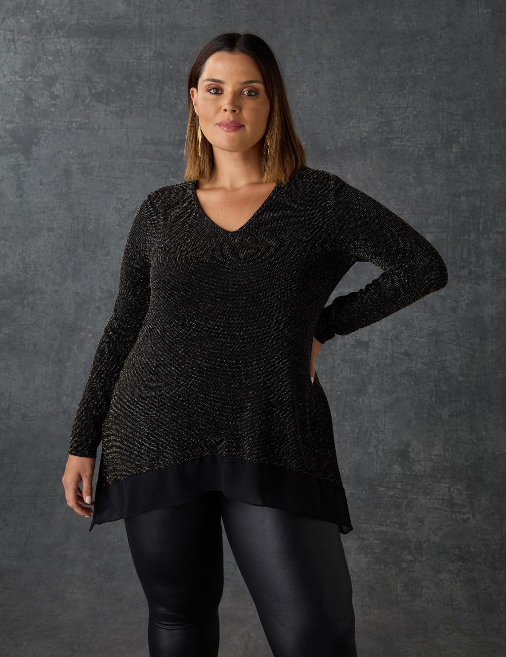 Jersey Sparkly V-neck Tunic 1 of 5