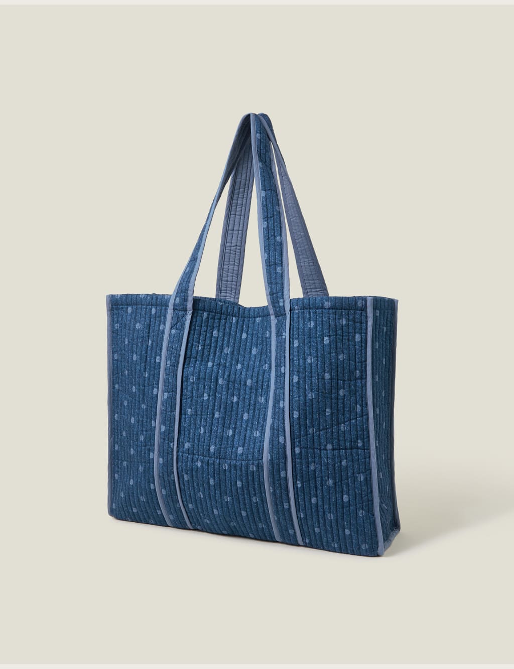 Denim Polka Dot Quilted Shopper 2 of 4