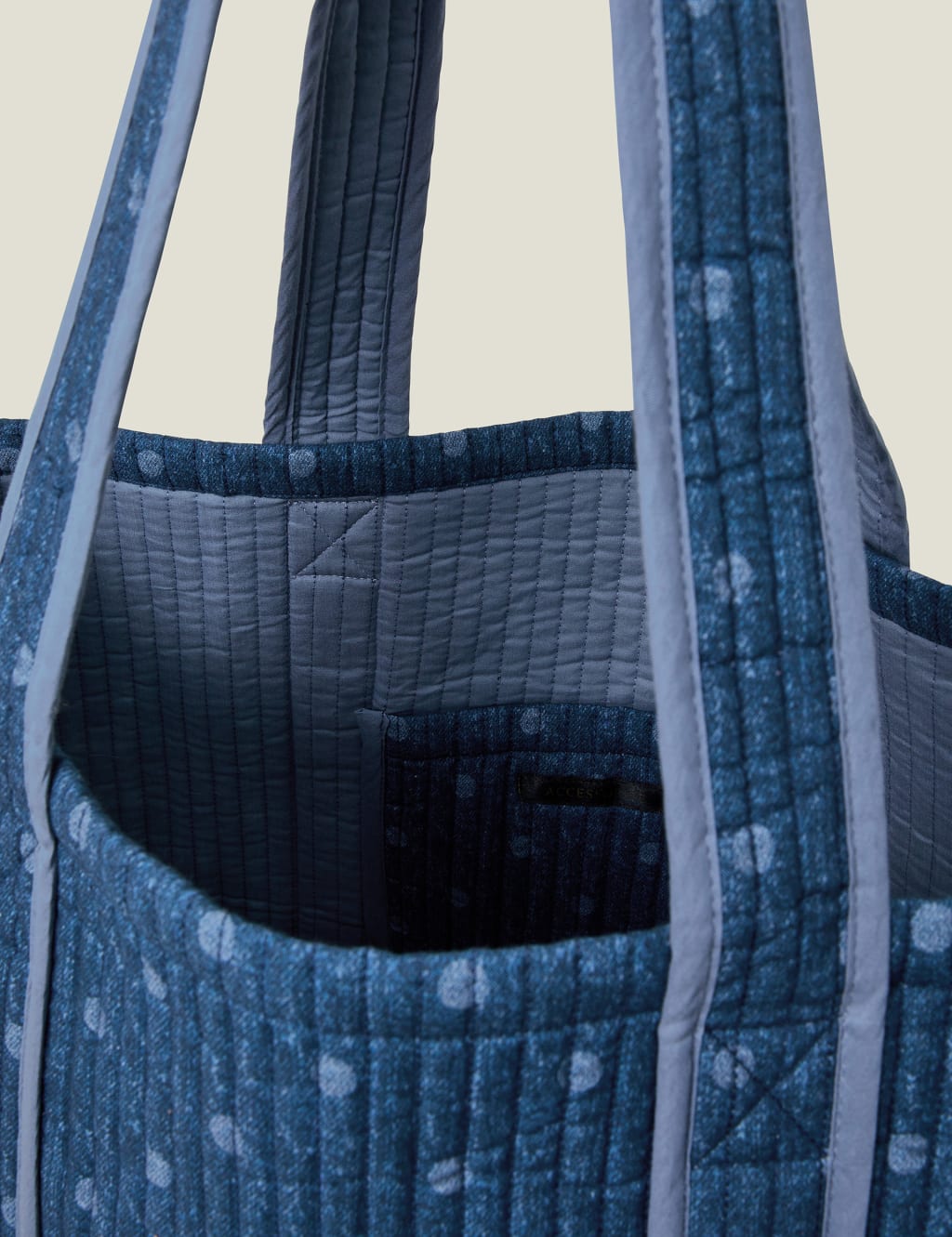 Denim Polka Dot Quilted Shopper 3 of 4