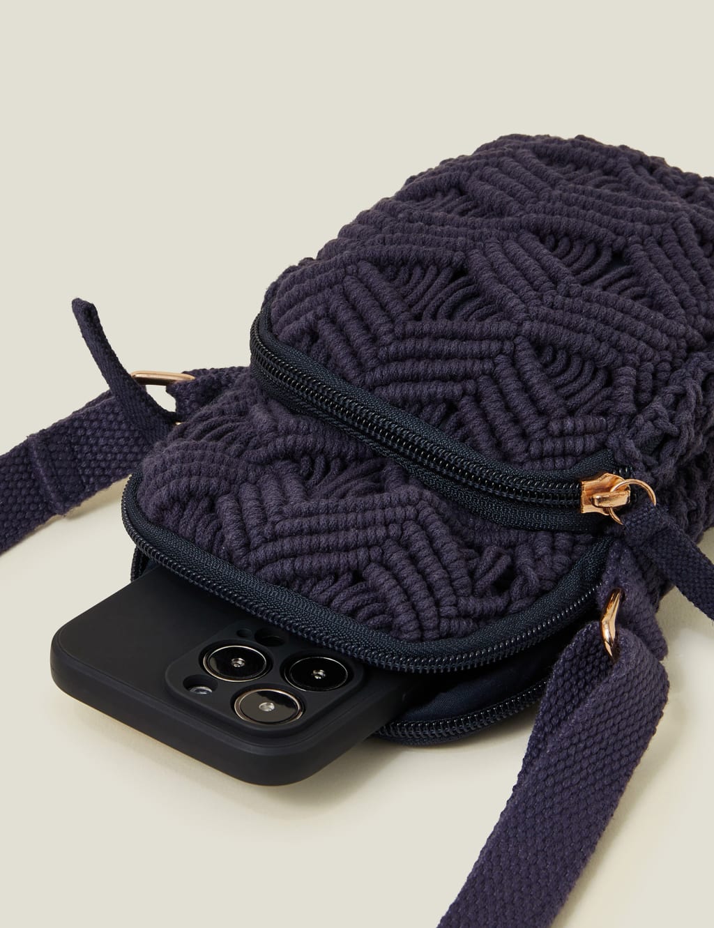 Pure Cotton Macrame Cross Body Phone Bag 2 of 4
