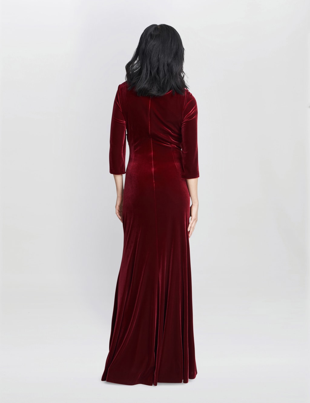 Velvet Cowl Neck Ruched Maxi Column Dress 3 of 6