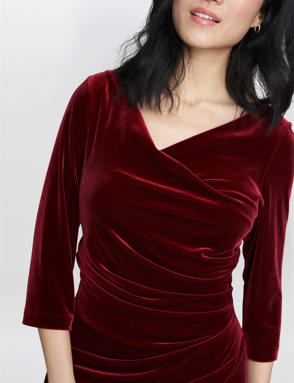 Velvet Cowl Neck Ruched Maxi Column Dress 4 of 6