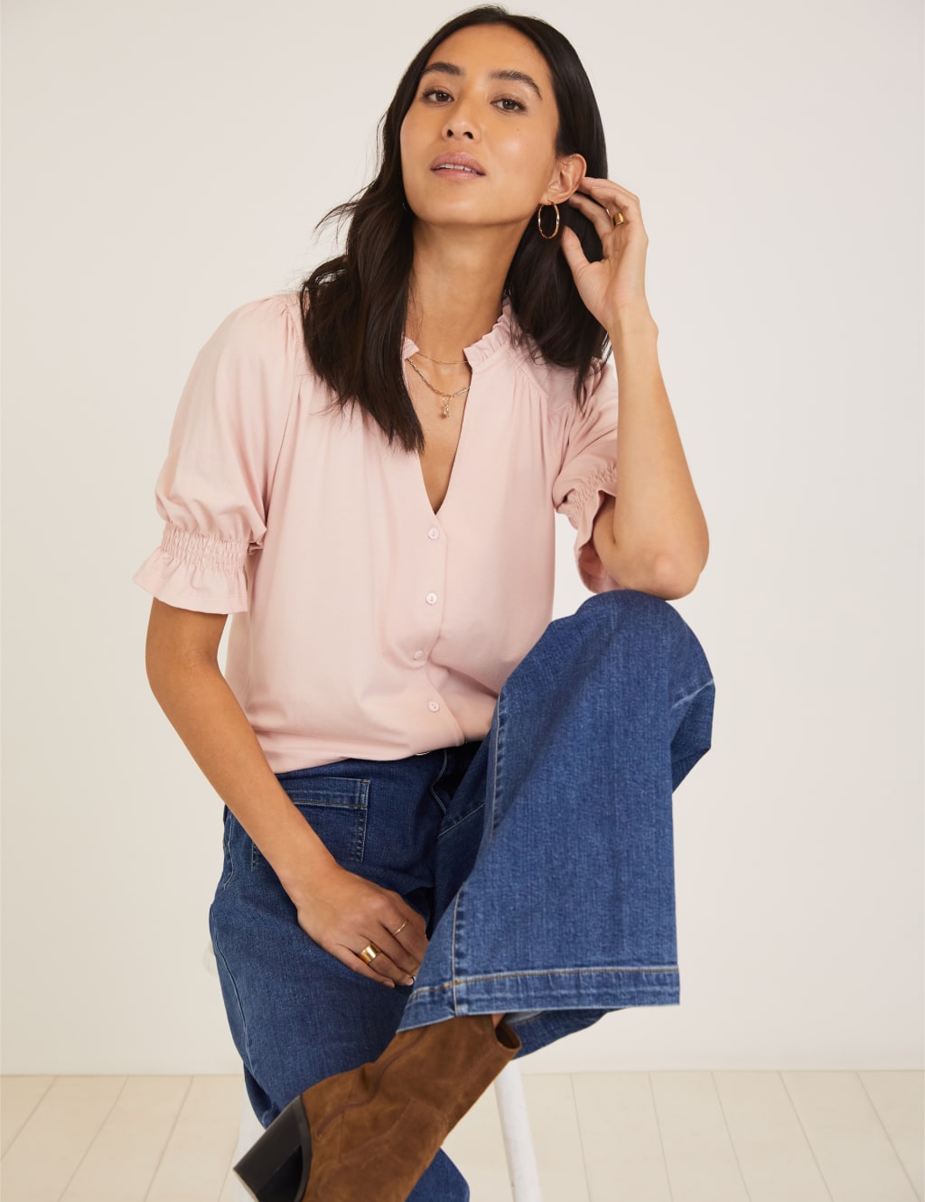 Notch Neck Frill Detail Blouse 4 of 4