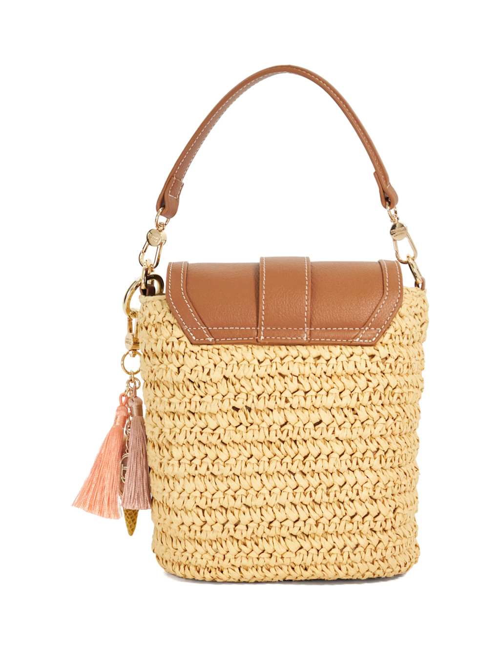 Raffia & Leather Top Handle Cross Body Bag 4 of 6