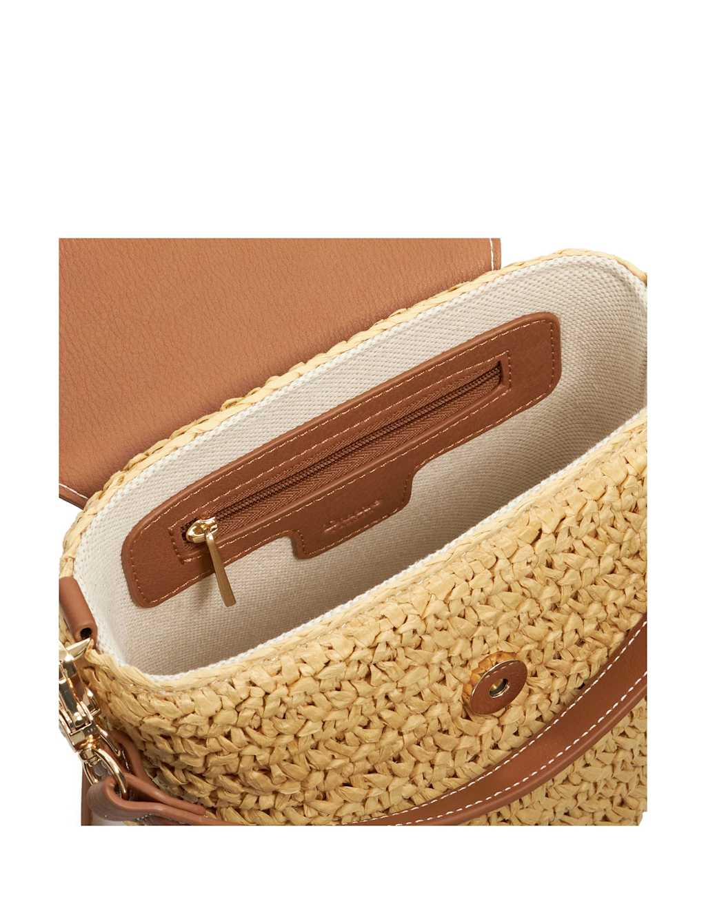 Raffia & Leather Top Handle Cross Body Bag 5 of 6