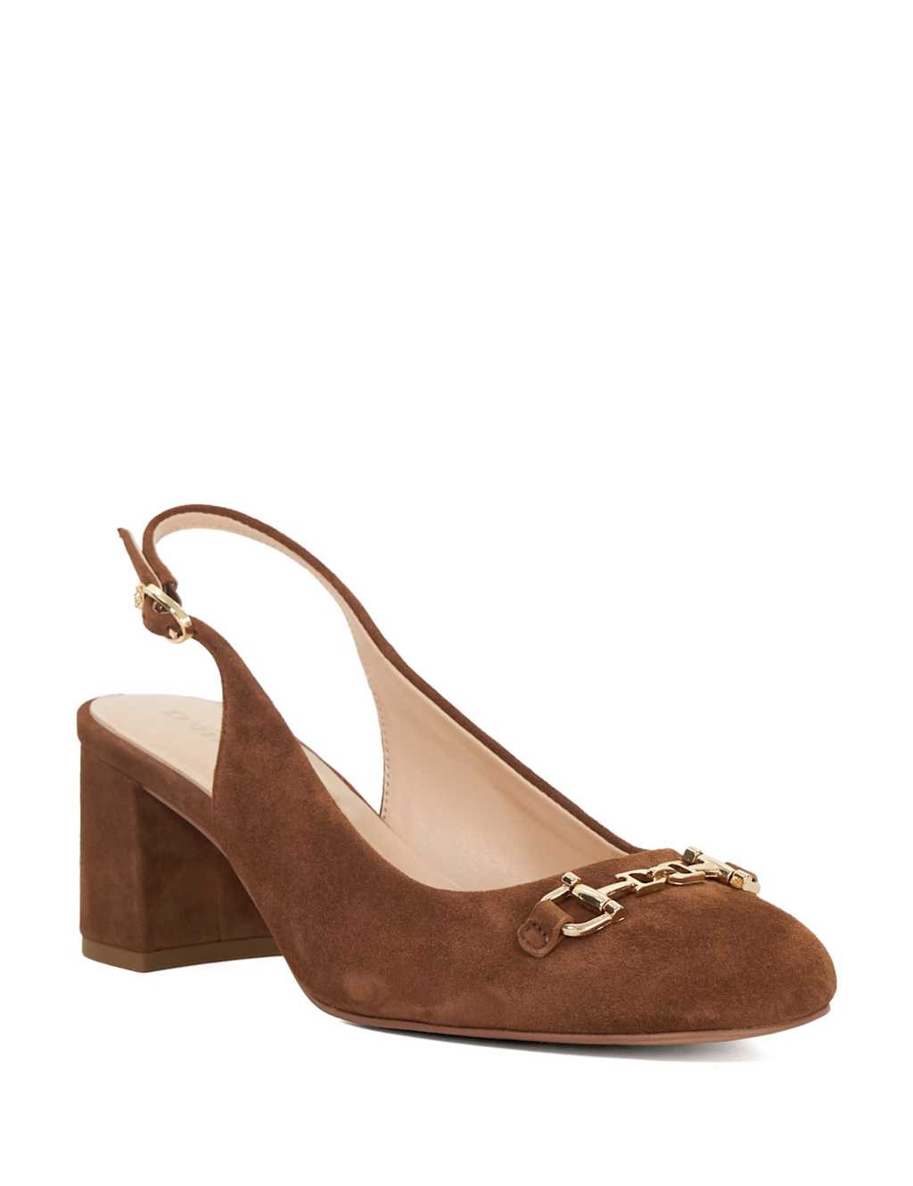 Leather Block Heel Slingback Shoes 4 of 5