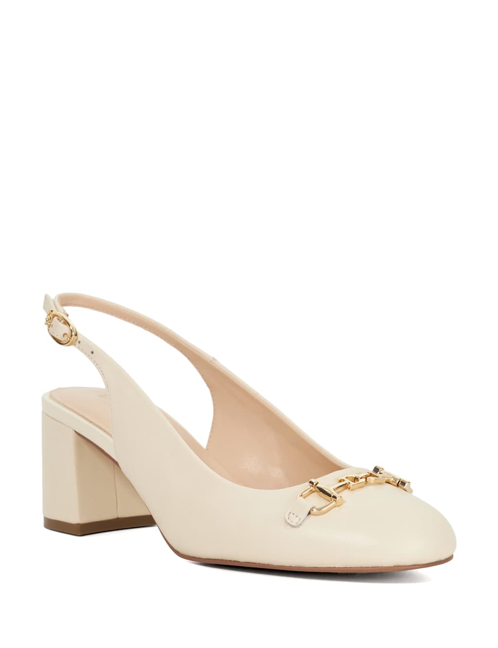 Leather Block Heel Slingback Shoes 4 of 5