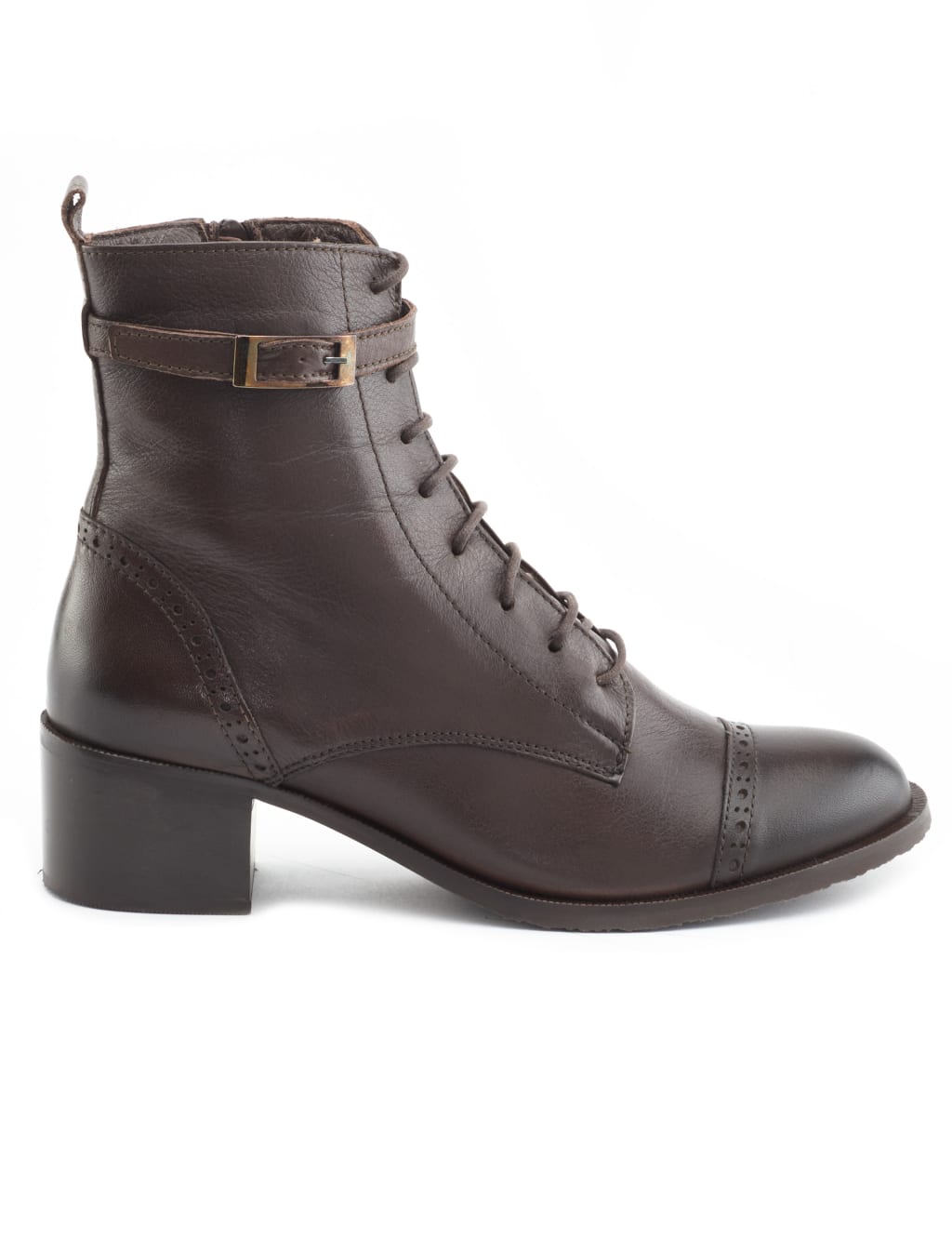 Leather Lace Up Block Heel Ankle Boots 2 of 6