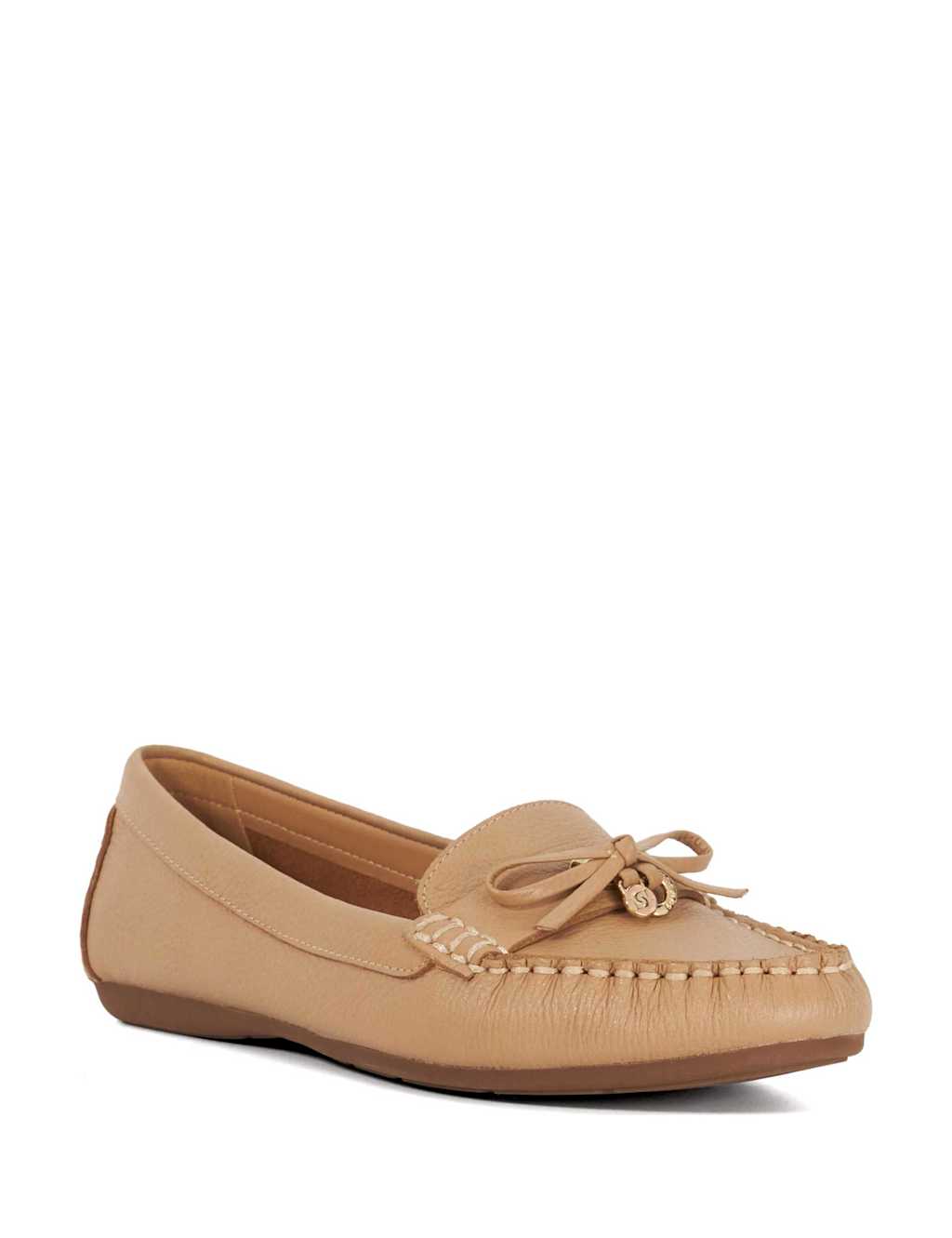 Wide Fit Leather Bow Detail Flat Loafers 3 of 5
