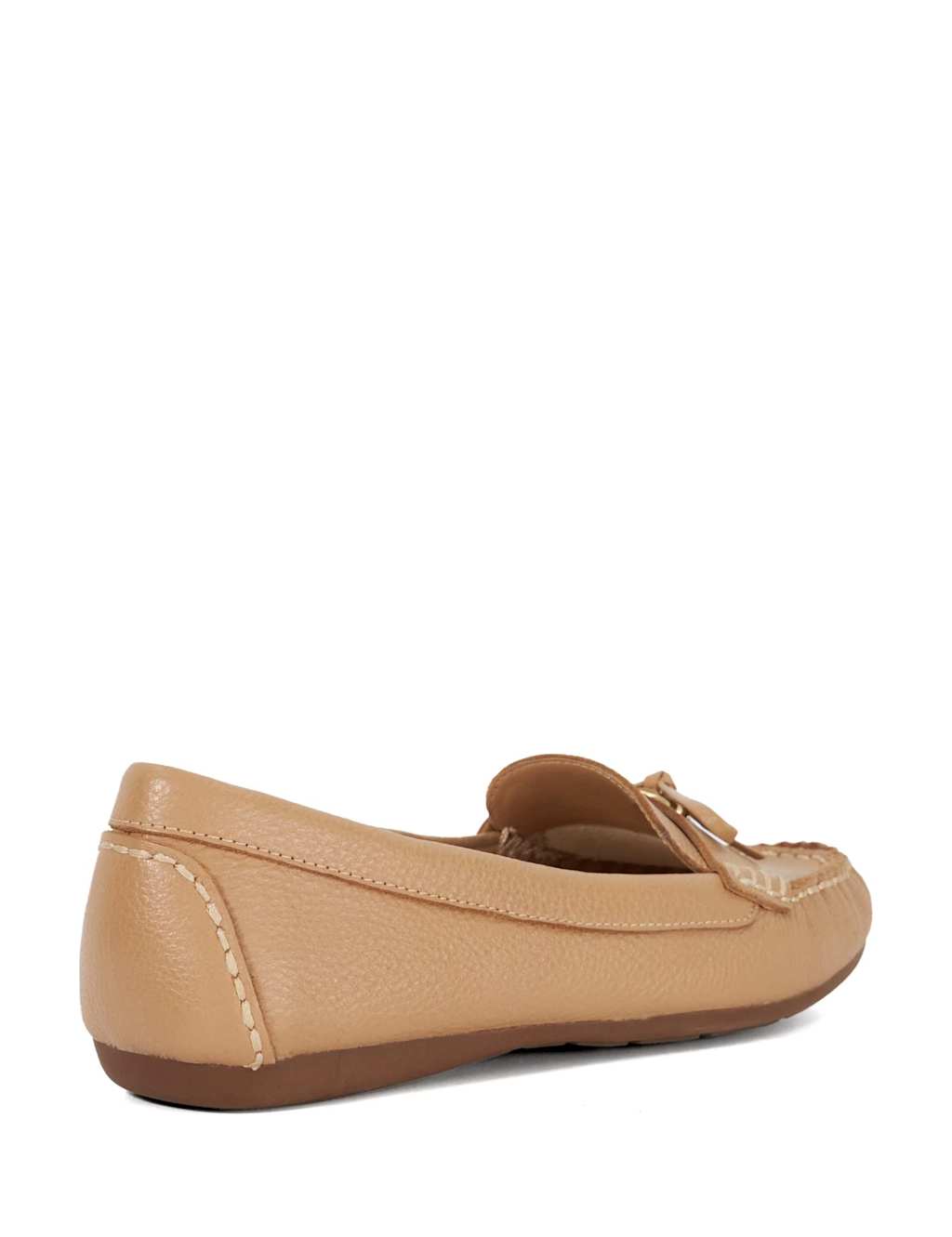 Wide Fit Leather Bow Detail Flat Loafers 4 of 5