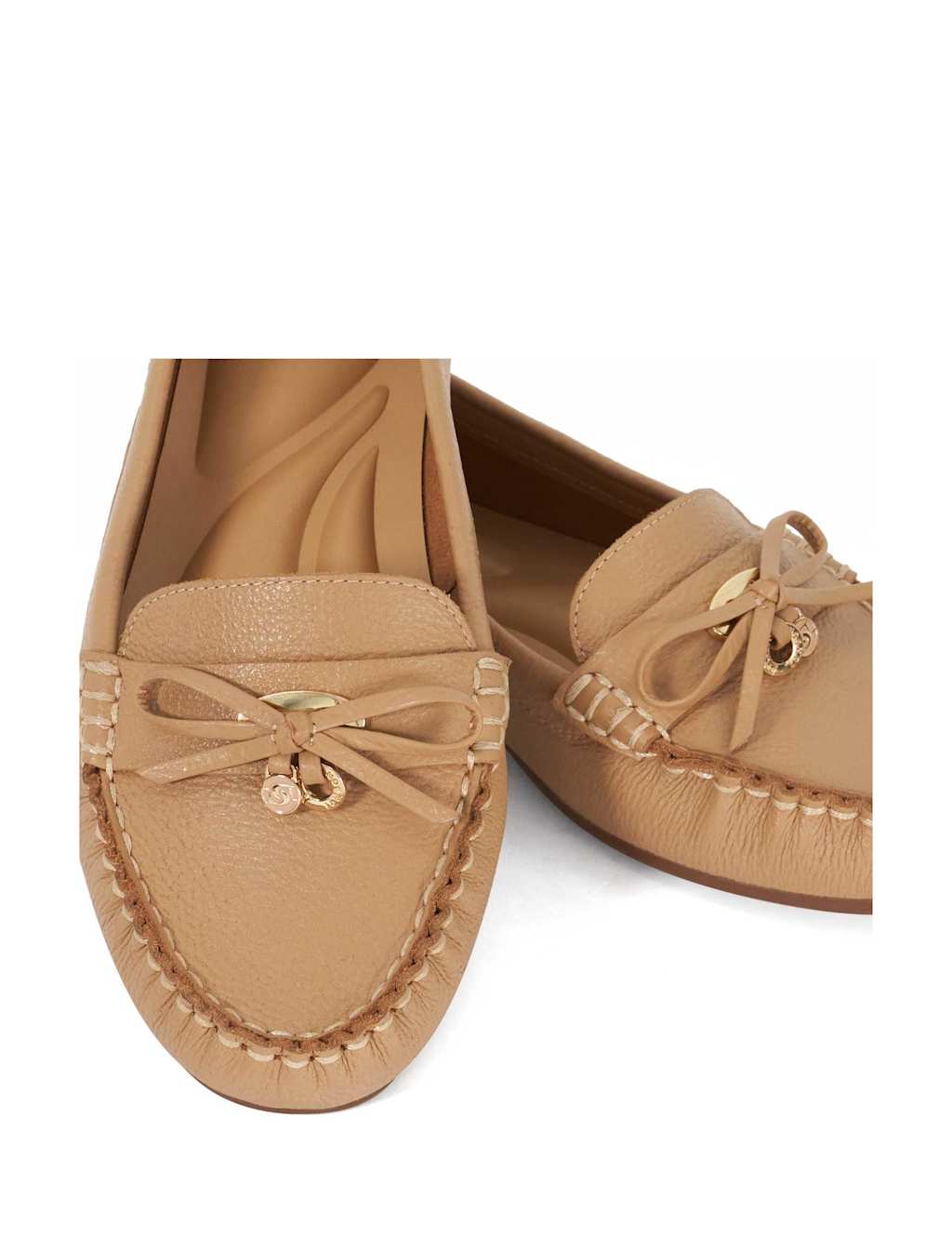 Wide Fit Leather Bow Detail Flat Loafers 5 of 5