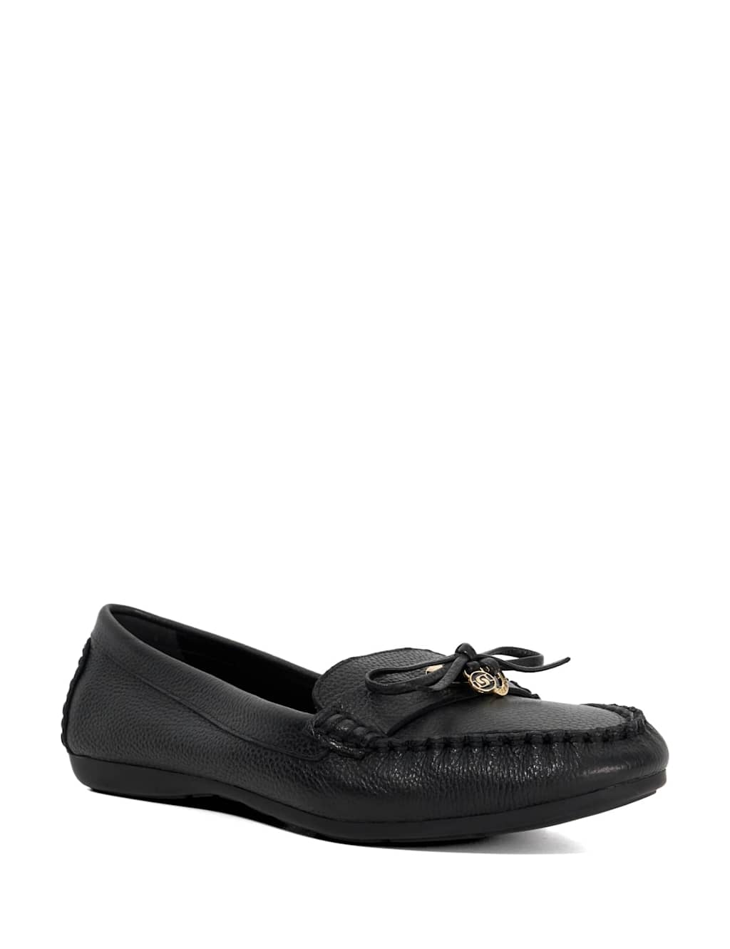Wide Fit Leather Bow Detail Flat Loafers 3 of 5