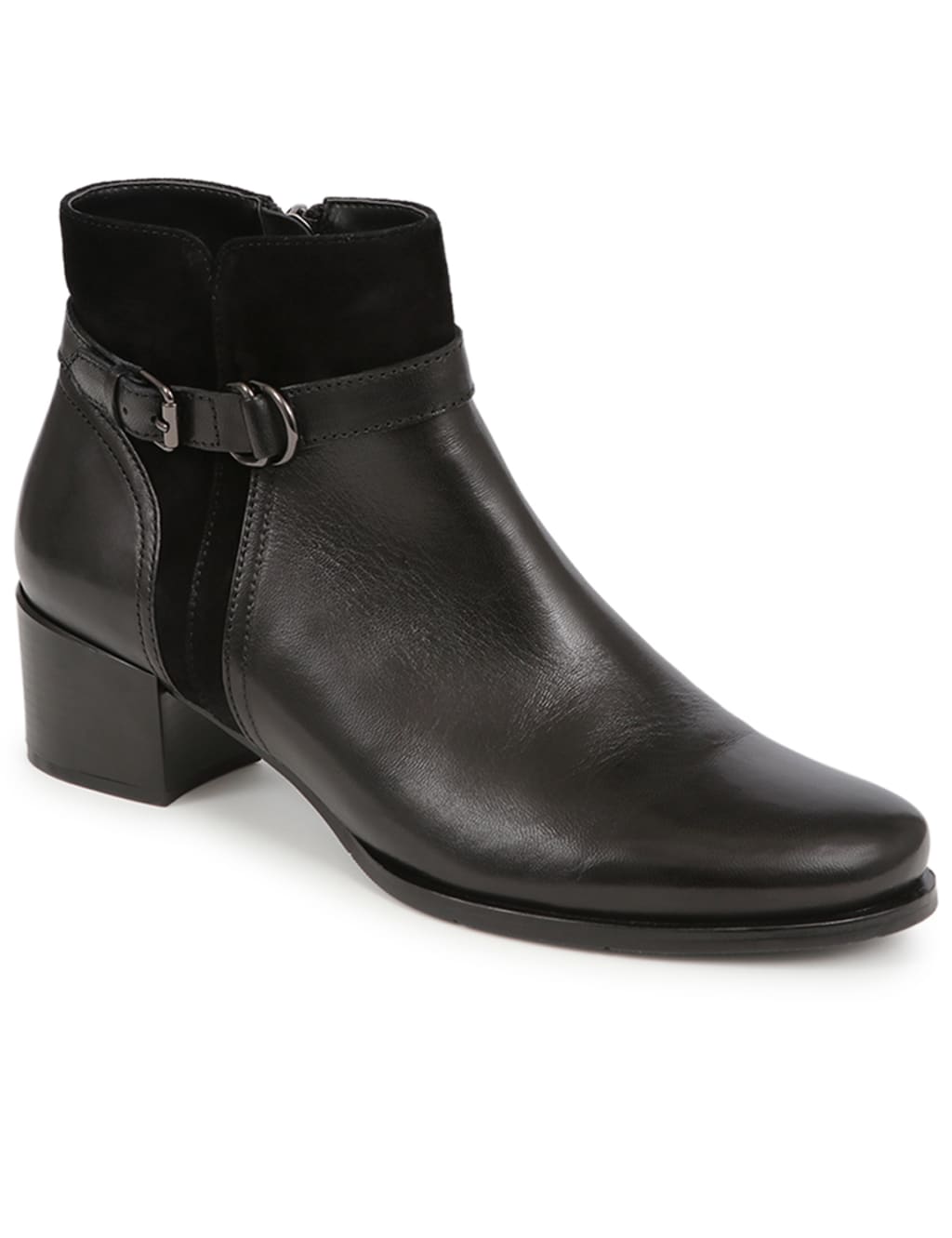 Leather Buckle Block Heel Ankle Boots 5 of 7