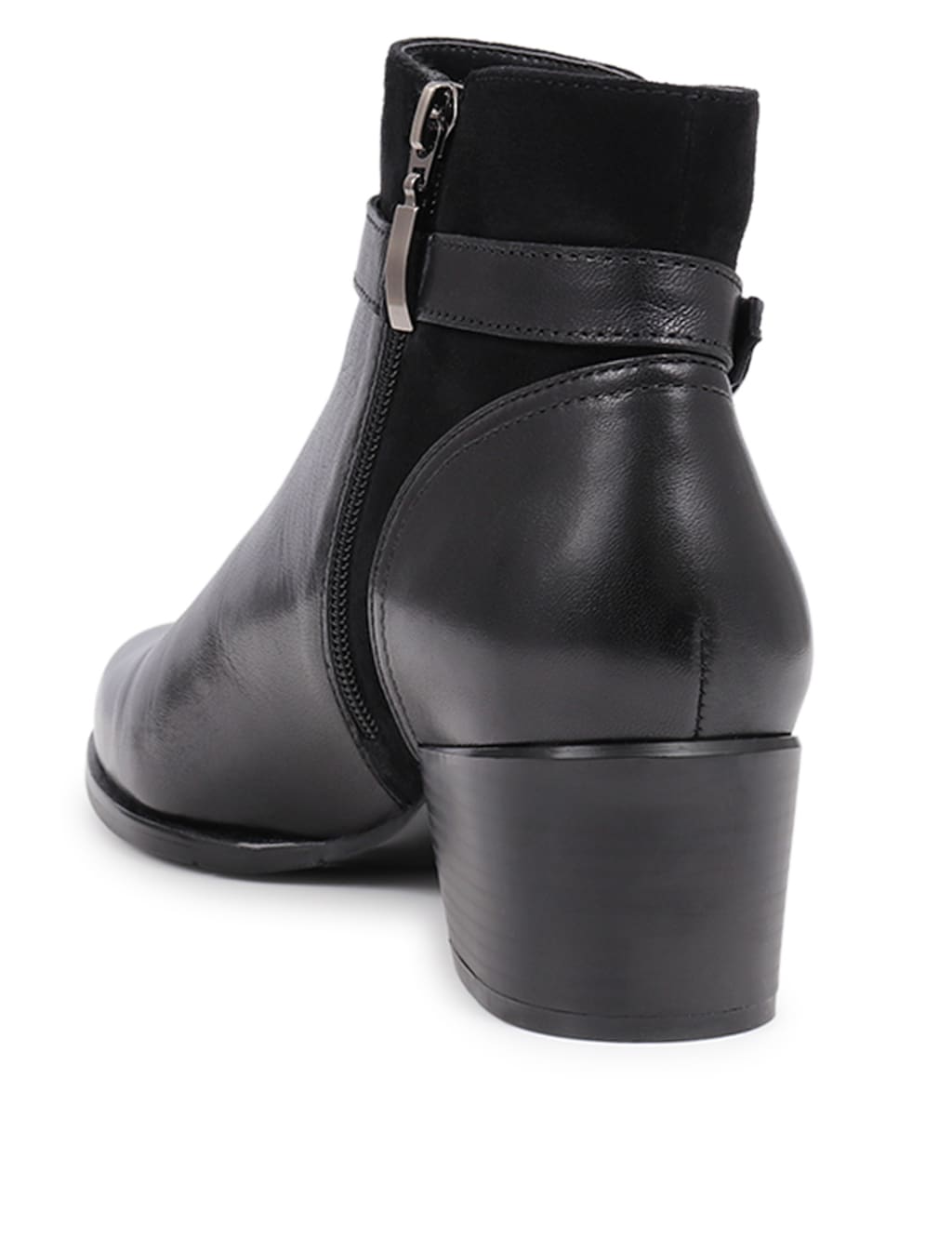 Leather Buckle Block Heel Ankle Boots 6 of 7